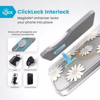 Speck Presidio Lux ClickLock & MagSafe - iPhone 16 Plus dėklas (Sunshine Daisies / Clear / auksinis)