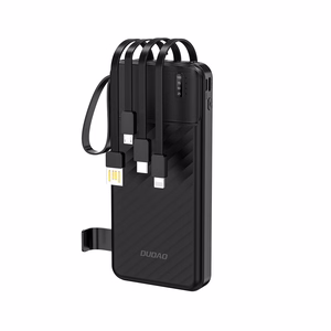 Dudao K11 10000mAh išorinė baterija su įmontuotais kabeliais - juoda