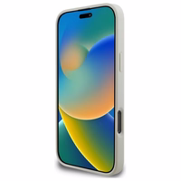 Guess grūdėtas auksinio žiedo magnetinis dėklas telefonui iPhone 16 Pro Max - smėlinė