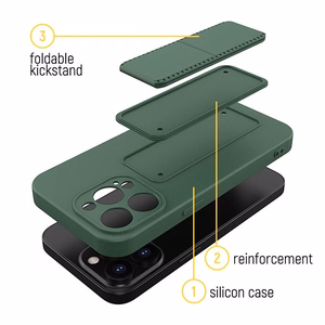 Wozinsky Kickstand Case iPhone 12 Pro geltonas silikoninis dėklas su stovu