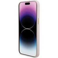 Guess Silikoninis Logo Strass 4G Dėklas telefonui iPhone 15 Pro Max - rožinis