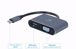 Cablexpert A-USB3C-HDMIVGA-01 USB graphics adapteris pilkas
