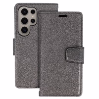 Glitter Magsafe knygos stiliaus dėklas Samsung Galaxy S23 Plus juodas