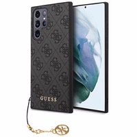 Guess GUHCS23LGF4GGR S23 Ultra S918 pilkas/pilkas kietas dėklas 4G Charms kolekcija