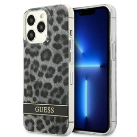 Guess GUHCP13LHSLEOK iPhone 13 Pro / 13 6.1" pilkas/pilkas kietas dėklas Leopardas