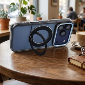 Case for iPhone 17 Frame Circle Stand compatible with MagSafe black