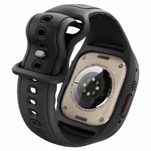 Spigen Liquid Air Pro dėklas su dirželiu ir 9H grūdintas stiklas Apple Watch Ultra 49 mm, juodi
