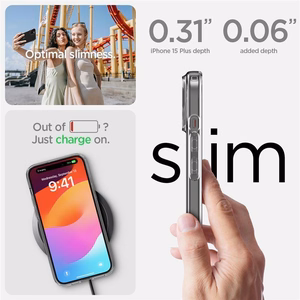 Spigen Crystal Flex dėklas telefonui iPhone 15 Plus - skaidrus