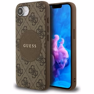 Чехол Guess 4G Circle Classic Logo MagSafe для iPhone 16e - коричневый