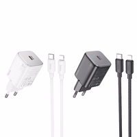 Įkroviklis Hoco USB-C QC PD 20W + kabelis USB-C į Lightning N40 juodas
