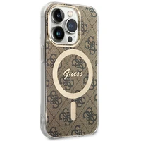Guess IML 4G magnetinis dėklas telefonui iPhone 15 Pro - rudas