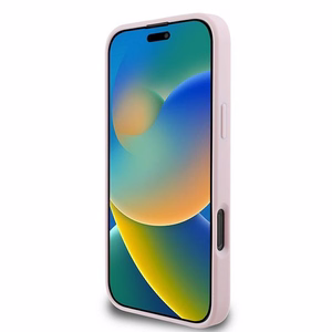 Guess Grūdėtas žiedas Magnetinis dėklas telefonui iPhone 16 Pro - rožinis