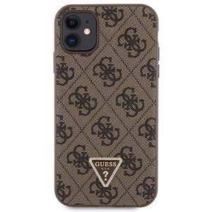 Guess GUHCN61P4TDSCPW dėklas iPhone 11 / Xr - rudas kryžminis 4G metalinis logotipas