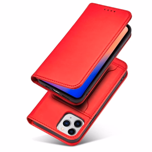 Magnetinis dėklas kortelėms iPhone 12 Pro Max dėklas kortelių piniginė kortelių laikiklis raudonas