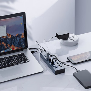 Orico BT2U3-16AB Šakotuvas 16x USB-A 3.0 su jungikliais - pilkas