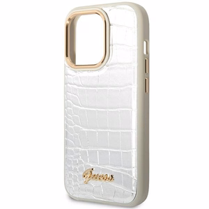 Guess Croco Collection dėklas telefonui iPhone 14 Pro 6.1 - sidabrinis