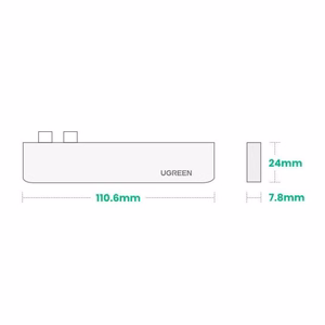 Ugreen HUB 60559 2x USB-C / USB-C PD (Thunderbolt 3, 100W, 4K 60 Hz, 10 Gbps) / HDMI 4K 30 Hz / 3x USB 3.0 MacBook Pro / Air - pilkas
