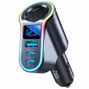 Įkroviklis automobilinis Joyroom (JR-CL21) 4in1 (2xUSB-C; 1xUSB; 150W) juodas