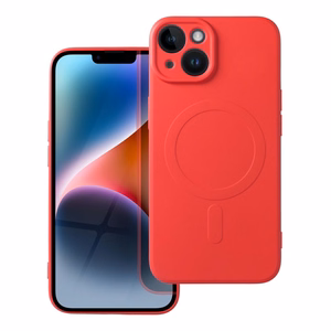 SILICONE MAG COVER dėklas telefonui suderinamas su MagSafe iPhone 14 raudonas