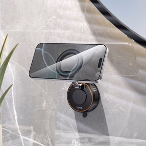 Juodas automobilinis telefono laikiklis Hoco H105 su siurbtuku, suderinamas su MagSafe