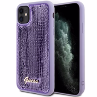 Guess Sequin Script Metal dėklas telefonui iPhone 11 / Xr - violetinis