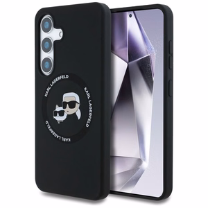 Karl Lagerfeld silikoninis dėklas telefonui Double Heads ir Circle MagSafe Samsung Galaxy S25 juodas