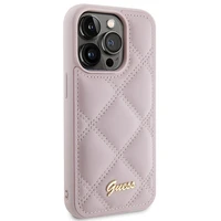 Guess Quilted Metal Logo dėklas telefonui iPhone 15 Pro - rožinė