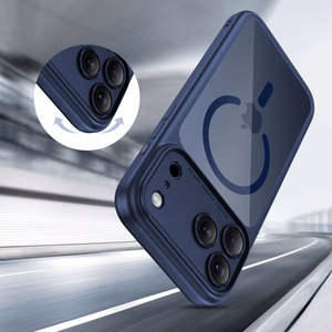 Tech-Protect Magpeak MagSafe CC dėklas telefonui iPhone 17 Pro - skaidriai tamsiai mėlynas