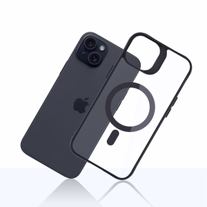 3mk Satin Armor Magnetinis dėklas telefonui su MagSafe iPhone 15 - permatomas su juodu rėmeliu