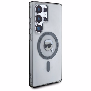 Dėklas Karl Lagerfeld Button Karl Head Printed Logo Magnetinis Samsung Galaxy S25 Ultra juodas