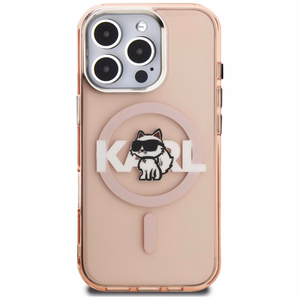 Karl Lagerfeld IML Choupette Sketch Logo MagSafe Dėklas iPhone 16 Pro - rožinis