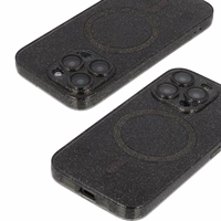 Blizgantis magnetinis dėklas telefonui Iphone 17 Pro Max, juodas, permatomas