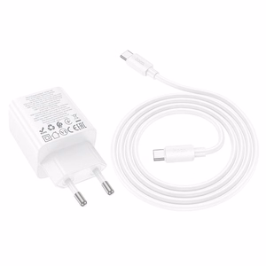 Įkroviklis Hoco 2 x USB C + 2 x USB A QC3.0 PD 3A 30W + kabelis USB C į USB C N56 baltas