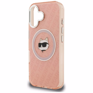 Karl Lagerfeld IML Choupette Head Logo MagSafe Dėklas iPhone 16 - rožinis