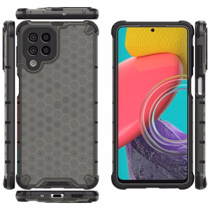 Korėtas dėklas šarvuotas dangtelis su geliniu rėmeliu Samsung Galaxy M53 5G Juodas