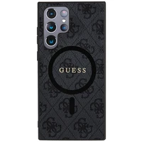 Guess 4G Collection Odinis Metalinis Logotipas Magnetinis dėklas telefonui Samsung Galaxy S24 Ultra - juoda