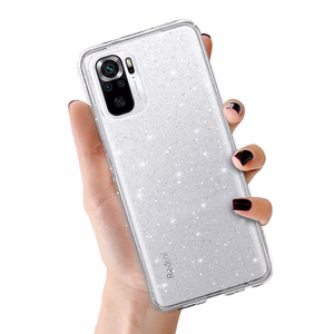 Crystal Glitter dėklas telefonui Xiaomi Redmi Note 10/Note 10S/Poco M5S sidabrinis