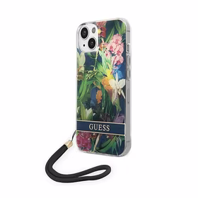 Guess GUOHCP14SHFLSB iPhone 14 6.1 "mėlynas/mėlynas kietas dėklas Gėlių dirželis