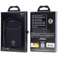 Magnetinė piniginė Lamborghini D1 Genuine Leather MagSafe stovas telefonui oranžinis