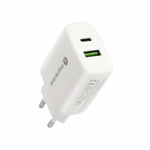 Įkroviklis 1 x USB Quick Charge 3.0, 1 x USB-C PD PPS 25W baltas