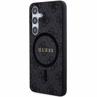 Guess 4G Collection Odinis Metalinis Logotipas Magnetinis dėklas telefonui Samsung Galaxy S24 - juoda