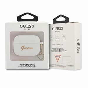 Guess GUAPLSCHSH AirPods Pro dėklas baltas silikoninis Charm Heart kolekcija