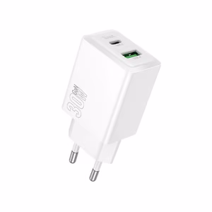 Įkroviklis Hoco N71 30W GaN USB-C/USB-A baltas