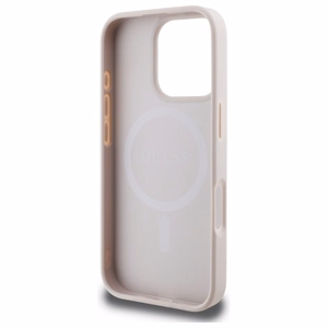 Guess 4G žiedo klasikinio logotipo magnetinis dėklas telefonui iPhone 16 Pro Max - rožinė