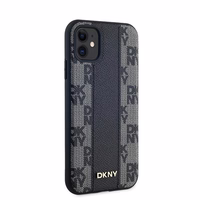 DKNY Odinis langeliais raštuotas magnetinis dėklas iPhone 11 / Xr - juodas