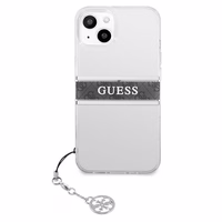 Guess GUHCP13SKB4GGR iPhone 13 mini 5.4" permatomas kietas dėklas 4G Pilkas Dirželis Žavesio