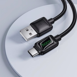 Kabelis su LCD ekranu USB A į USB C Hoco 3A 1,2 m U146 juodas