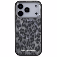 Karl Lagerfeld IML Leopardinis raštas Magnetinis dėklas telefonui iPhone 17 Pro - juodas