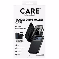 CARE by PanzerGlass Funkcinis Tango 2in1 Piniginės dėklas Magnetinis iPhone 17 Pro Max - Juodas