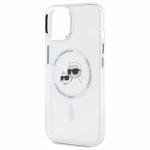 Karl Lagerfeld IML Metal Karl&Choupette galvos MagSafe iPhone 14 dėklas – baltas